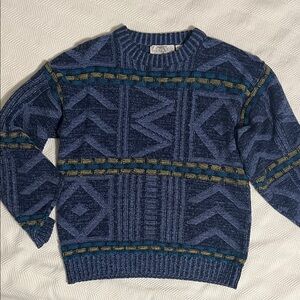Vintage Blue Patterned Sweater